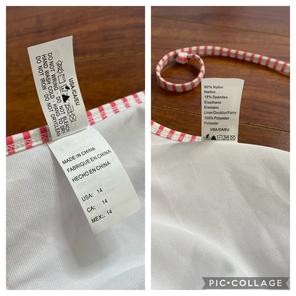 COCOSHIP Boho Pom Pom High Waist 2 PIECE BIKINI Pink Stripes Size 14 - Picture 3 of 9